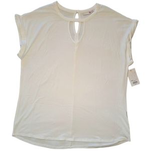 NEW SO Cap-Sleeved White Keyhole Tee Size XL